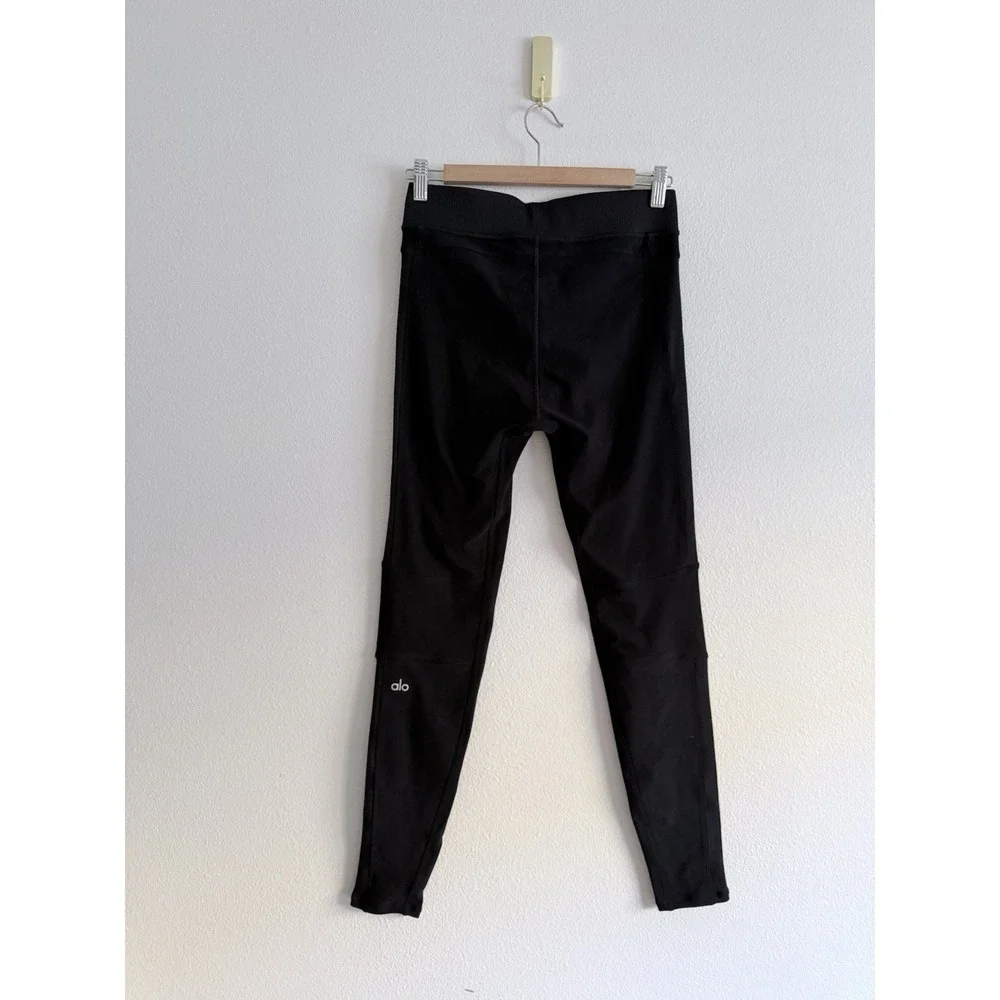Alo Alosoft High Waist Head Start Leggings Women's Sz M Black 80s Bikini Seaming
